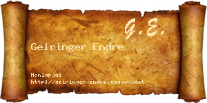 Geiringer Endre névjegykártya